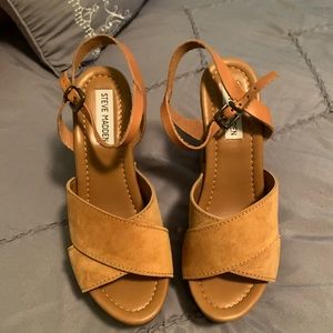 Steve Madden Cognac Suede Platform Sandals